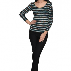 Bluza tricotata,model multicolor ,nuanta de verde - Img 1