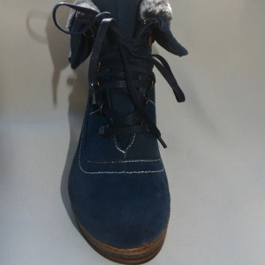 Botina casual, pe o platforma si toc inalt, de culoare bleumarin - Img 6