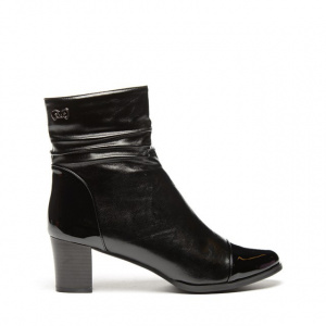 Botina de toamna-iarna, de culoare neagra, cu model fronsat - Img 3