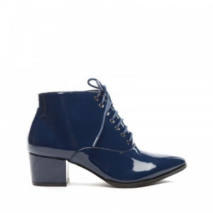 Botina moderna cu varf clasic ascutit, de culoare bleumarin - Img 2