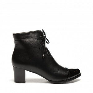 Botina scurta, nuanta de negru, cu decor cu aspect de siret - Img 3