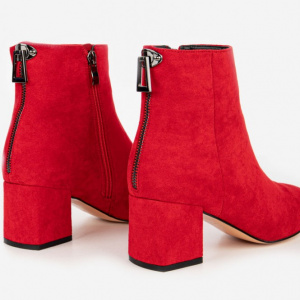 Botine Chesy accesorizate cu fermuar la spate,nuanta de rosu - Img 4