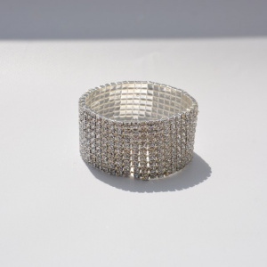 Bratara eleganta, cu constructie elastica, nuanta argintie cu cristale - Img 2