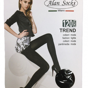 Ciorap de dama cu model deosebit, culoare neagra si 120 DEN - Img 1
