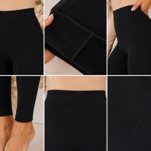 Colanți damă negri cu talie înaltă și bandă lată – material elastic - Img 3