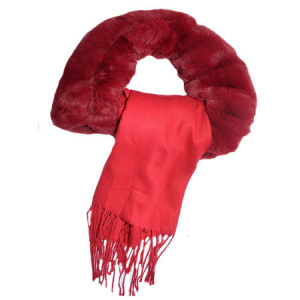 Esarfa Beatrice 2 in 1 cu insertii de blanita ,nuanta de marsala - Img 1