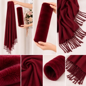Esarfa Beatrice 2 in 1 cu insertii de blanita ,nuanta de marsala - Img 3
