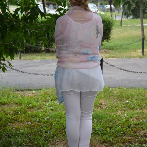 Esarfa in tendinte de culoare roz deschis cu imprimeu tineresc - Img 4