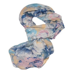 Esarfa trendy design floral multicolor nuante roz-albastru-galben - Img 1