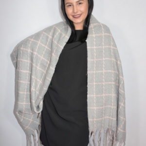 Fular dama Dalma ,model cu patratele,gri - Img 2