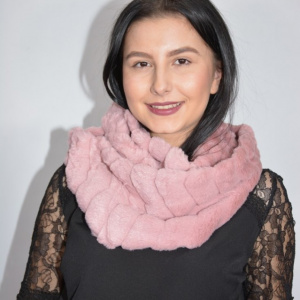 Fular Lenna cu insertii de blanita,model cilcular,nuanta de roz - Img 3