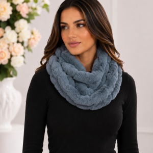 Fular Lenna din blanita ,model circular,gri inchis