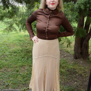 Fusta eleganta, lunga, disponibila in marimi mari, bej - Img 5