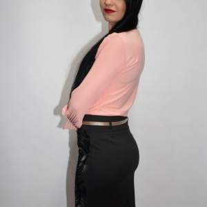 Fusta moderna cu modele din catifea de culoarea neagra - Img 6