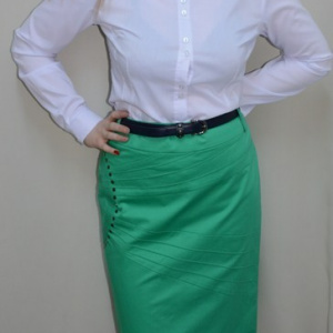 Fusta office deosebita, de culoare verde, cu model de capse - Img 2