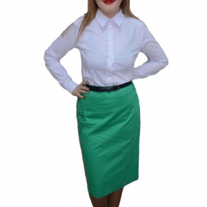 Fusta office deosebita, de culoare verde, cu model de capse - Img 1