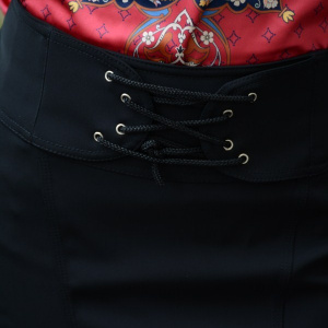 Fusta scurta, de culoare neagra, cu insertie de siret, masura mica - Img 3