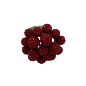 Inel fashion foarte usor, reglabil, decorat cu perle lucioase argintie, respectiv rosu - Img 6