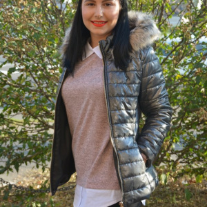 Jacheta casual Pamy,model sidefat ,nuanta de gri inchis - Img 6