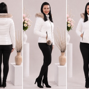Jacheta Vera casual ,scurta cu aspect lucios ,nuanta de alb - Img 2