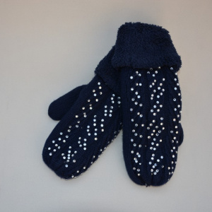 Manusa de dama in nuanta de bleumarin, material tricotat - Img 2