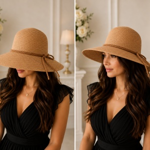 Pălărie Damă Bej cu Boruri Largi – Elegantă, Chic și Perfectă pentru Vară, Plajă și Vacanță