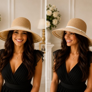 Pălărie Damă Bej cu Boruri Largi – Elegantă, Chic și Perfectă pentru Vară, Nuanta Crem-Bej - Img 2