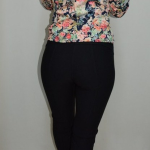 Pantalon casual cu piele ecologica in fata, de culoare neagra - Img 5