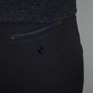 Pantalon clasic, nuanta de negru, design lucios aplicat - Img 3