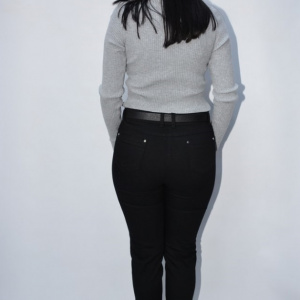 Pantalon dama Deliah cu insertii de strasuri pe picior,negru - Img 5
