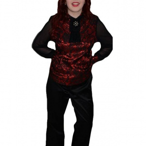 Pantalon deosebit negru, accesorizat cu curea cu model - Img 1