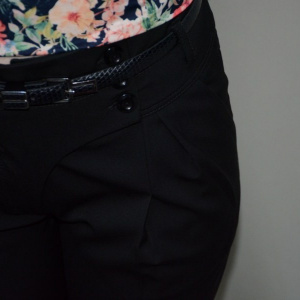 Pantalon elegant, cu talie inalta, design cambrat, nuanta neagra - Img 7