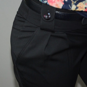 Pantalon elegant lung, croiala moderna, de culoare neagra - Img 6