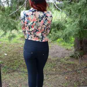 Pantalon fashion, de culoare bleumarin, strasuri aplicate - Img 5