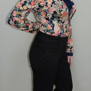 Pantalon fashion, nuanta de negru, nasturi fini aplicati - Img 7
