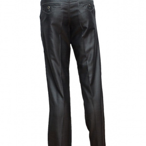 Pantalon la dunga, de culoare gri, din material cu aspect lucios - Img 8