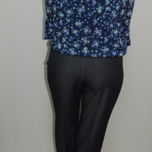 Pantalon lung casual, de culoare gri, din material usor elastic - Img 3