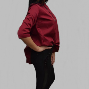 Pantalon modern cu design de capse si usor imblanit, negru - Img 4