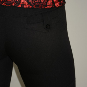 Pantalon modern negru, design discret in jurul buzunarelor - Img 4
