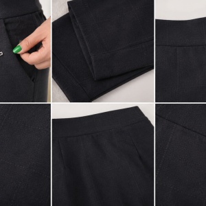 Pantalon office-casul Cleopatra,model cu patratele,gri inchis - Img 3