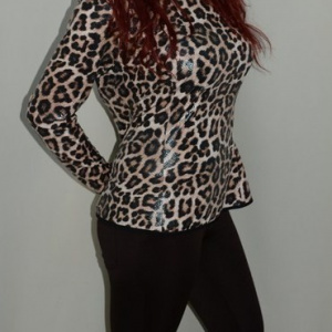 Pantalon office mulat, culoare maro, croiala tip creion - Img 3