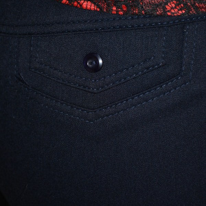 Pantalon office, nuanta bleumarin, nasturi vintage aplicati - Img 6