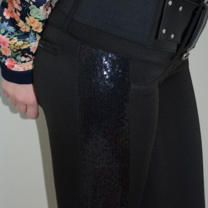 Pantalon rafinat, nuanta de negru, paiete trendy aplicate lateral - Img 4