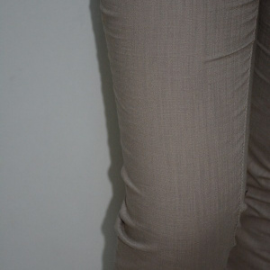Pantalon subtire din bumbac, cu aspect de blug, culoare bej - Img 7