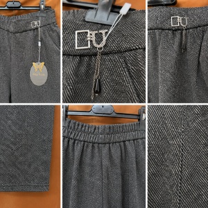 Pantaloni Damă Tip Colant, Talie Elastică și Buzunare Laterale – Gri - Img 3