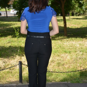 Pantaloni Nova cu aplicatii de strasuri ,nuanat de negru - Img 8