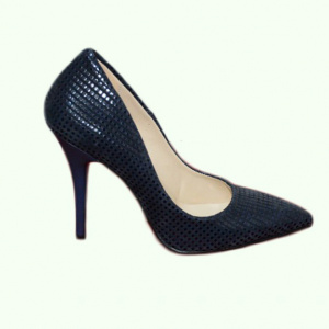 Pantof bleumarin cu design de patratele lucioase pe un fond mat - Img 3