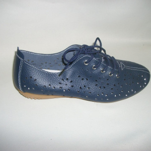 Pantof bleumarin, piele naturala moderna, sireturi fine - Img 2