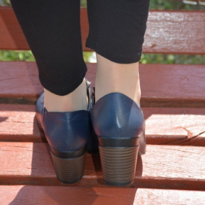 Pantof casual, din piele, de culoare bleumarin cu siret reglabil - Img 4