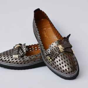 Pantof casual din piele , negru sidef - Img 4